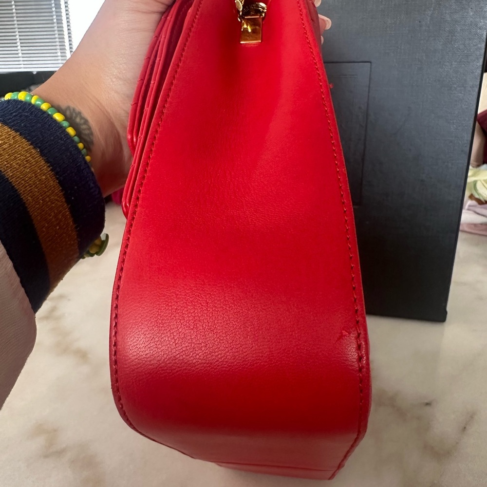 Saint Laurent Red Quilted Leather Bag - Picture 13 of 14